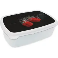 MuchoWow Broodtrommel Wit - Lunchbox - Brooddoos - Paprika - Groente - Stilleven - Water - Rood - 18x12x6 cm - Volwassenen