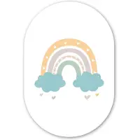 MuchoWow Muurovaal 80x120 cm - Ovale wanddecoratie Regenboog - Hartjes - Wolken - Stippen - Pastel - Kinderen - Ovalen schilderij - Muurdecoratie woonkamer - Kamer decoratie - Schilderijen - Wandcirkel