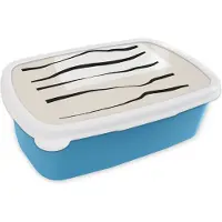 MuchoWow Broodtrommel Blauw - Lunchbox - Brooddoos - Abstract - Lijn - Pastel - 18x12x6 cm - Kinderen - Jongen