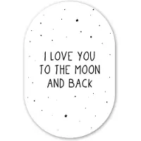 MuchoWow Muurovaal 60x90 cm - Ovale wanddecoratie Quotes - I love you to the moon and back - Baby - Liefde - Spreuken - Ovalen schilderij - Muurdecoratie woonkamer - Kamer decoratie - Schilderijen - Wandcirkel