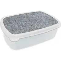 MuchoWow Broodtrommel Wit - Lunchbox - Brooddoos - Graniet - Steen - Patroon - Design - Grijs - 18x12x6 cm - Volwassenen
