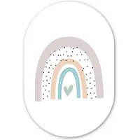 MuchoWow Muurovaal 40x60 cm - Ovale wanddecoratie Regenboog - Hart - Stippen - Kinderen - Kids - Ovalen schilderij - Muurdecoratie woonkamer - Kamer decoratie - Schilderijen - Wandcirkel