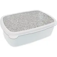 MuchoWow Broodtrommel Wit - Lunchbox - Brooddoos - Graniet - Zwart - Wit - Patroon - Grijs - 18x12x6 cm - Volwassenen