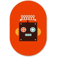 MuchoWow Muurovaal 80x120 cm - Ovale wanddecoratie Robot - Vormen - Gezicht - Oranje - Jongens - Kinderen - Ovalen schilderij - Muurdecoratie woonkamer - Kamer decoratie - Schilderijen - Wandcirkel