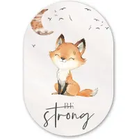 MuchoWow Muurovaal 40x60 cm - Ovale wanddecoratie Quotes - Waterverf - Be strong - Kinderen - Vos - Dieren - Ovalen schilderij - Muurdecoratie woonkamer - Kamer decoratie - Schilderijen - Wandcirkel