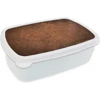 MuchoWow Broodtrommel Wit - Lunchbox - Brooddoos - Leer - Structuur - Bruin - Oranje - 18x12x6 cm - Volwassenen