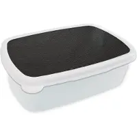 MuchoWow Broodtrommel Wit - Lunchbox - Brooddoos - Leer - Lederlook - Zwart - Grijs - 18x12x6 cm - Volwassenen
