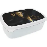 MuchoWow Broodtrommel Wit - Lunchbox - Brooddoos - Make up - Kunst - Vrouw - Luxe - Goud - 18x12x6 cm - Volwassenen