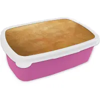 MuchoWow Broodtrommel Roze - Lunchbox - Brooddoos - IJzer - Roest - Goud - Metaal - Luxe - 18x12x6 cm - Kinderen - Meisje