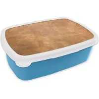 MuchoWow Broodtrommel Blauw - Lunchbox - Brooddoos - Leer - Structuur - Lederlook - Bruin - 18x12x6 cm - Kinderen - Jongen