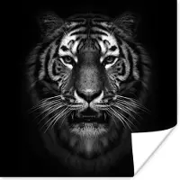 PosterMonkey Poster Tijger - Dieren - Zwart - Wit - Portret - Wild - 30x30 cm