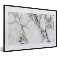 PosterMonkey Fotolijst incl. Poster - Marmer - Steen - Wit - Grijs - Zwart - Marmerlook - 60x40 cm - Posterlijst