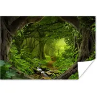 PosterMonkey Poster Jungle - Groen - Natuur - Tropisch - Planten - 60x40 cm - Kerstversiering - Kerstdecoratie voor binnen - Kerstmis