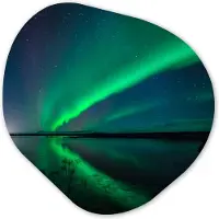 MuchoWow Organische wanddecoratie 40x40 cm - Organisch schilderij Noorderlicht - IJsland - Sterrenhemel - Groen - Water - Muurdecoratie woonkamer - Kamer decoratie - Schilderijen - Muurcirkel aesthetic