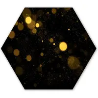 MuchoWow Hexagon wanddecoratie - Kunststof Wanddecoratie - Hexagon Schilderij - Goud - Abstract - Luxe - Zwart - 75x65 cm