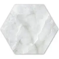 MuchoWow Hexagon wanddecoratie - Kunststof Wanddecoratie - Hexagon Schilderij - Marmer - Wit - Patronen - Steen - Marmerlook - 37x32 cm