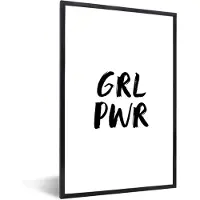 PosterMonkey Poster in fotolijst kind- Spreuken - Grl pwr - Meisjes - Quotes - Kinderen - Decoratie kinderkamers - Wanddecoratie meisjes - 80x120 cm - Slaapkamer decoratie - Poster kinderkamer
