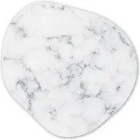 MuchoWow Organische wanddecoratie 60x60 cm - Organisch schilderij Marmer - Wit - Zilver - Glitter - Marmerlook - Chique - Muurdecoratie woonkamer - Kamer decoratie - Schilderijen - Muurcirkel aesthetic