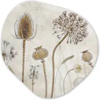 MuchoWow Organische wanddecoratie 40x40 cm - Organisch schilderij Bloemen - Waterverf - Stilleven - Bruin - Vintage - Muurdecoratie woonkamer - Kamer decoratie - Schilderijen - Muurcirkel aesthetic