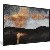 PosterMonkey Fotolijst incl. Poster - Abstract - Gold - Chic - Zwart - Grijs - 90x60 cm - Posterlijst