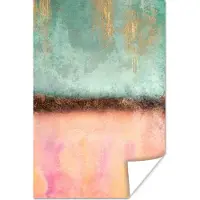 PosterMonkey Poster Goud - Verf - Abstract - Groen - Roze - 80x120 cm