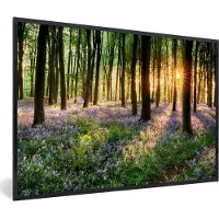 PosterMonkey Fotolijst incl. Poster - Bos - Bloemen - Lavendel - Zon - Paars - Natuur - 60x40 cm - Posterlijst