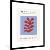 PosterMonkey Fotolijst incl. Poster - Matisse - Blad - Rood - Blauw - Abstract - 60x80 cm - Posterlijst