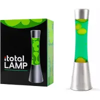Itotal XL2346 Lampe à Lave 40 cm avec Base Argentée, Liquide Vert et Cire Jaune