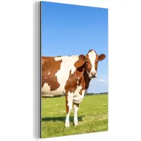 MuchoWow Wanddecoratie Metaal - Aluminium Schilderij Industrieel - Koeien - Boerderij - Gras- Natuur - Dieren - 80x120 cm - Dibond - Foto op aluminium - Industriële muurdecoratie - Voor de woonkamer/slaapkamer