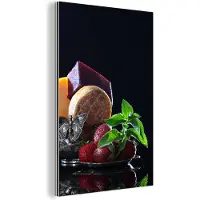MuchoWow Wanddecoratie Metaal - Aluminium Schilderij Industrieel - Rustiek - Fruit - Kaas - Tafel - Stilleven - 40x60 cm - Dibond - Foto op aluminium - Industriële muurdecoratie - Voor de woonkamer/slaapkamer