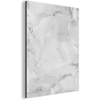 MuchoWow Wanddecoratie Metaal - Aluminium Schilderij Industrieel - Marmer - Steen - Wit - Grijs - Marmerlook - 60x80 cm - Dibond - Foto op aluminium - Industriële muurdecoratie - Voor de woonkamer/slaapkamer