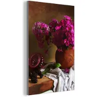 MuchoWow Wanddecoratie Metaal - Aluminium Schilderij Industrieel - Rustiek - Bloemen - Roze - Vaas - Stilleven - 20x30 cm - Dibond - Foto op aluminium - Industriële muurdecoratie - Voor de woonkamer/slaapkamer