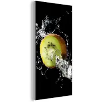 MuchoWow Wanddecoratie Metaal - Aluminium Schilderij Industrieel - Kiwi - Fruit - Stilleven - Water - Zwart - 40x80 cm - Dibond - Foto op aluminium - Industriële muurdecoratie - Voor de woonkamer/slaapkamer