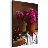 MuchoWow Wanddecoratie Metaal - Aluminium Schilderij Industrieel - Rustiek - Bloemen - Roze - Vaas - Stilleven - 30x40 cm - Dibond - Foto op aluminium - Industriële muurdecoratie - Voor de woonkamer/slaapkamer