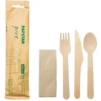 Papstar Bestekset hout servet pure in zak (doos 30 stuks)