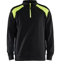 Blakläder 3353-1158 Sweatshirt bi-colour met halve rits Zwart/High Vis Geel maat L heren