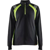 Blakläder Dames Sweatshirt halve rits Visible 34031158 | Zwart/High-Vis Geel | Maat L - 7330509815557