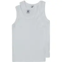 Petit Bateau Set van 2 witte debardeurs voor kleine jongens Jongens Onderhemd - Wit