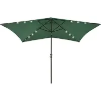 vidaXL - Parasol - met - LED's - en - stalen - paal - 2x3 - m - groen