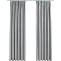 vidaXL - Gordijnen - verduisterend - met - haken - 2 - st - 140x245 - cm - grijs