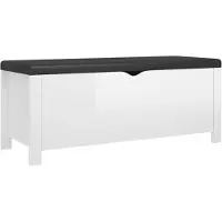 vidaXL Opbergbox met kussen 105x40x45 cm bewerkt hout hoogglans wit