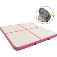 vidaXL Gymnastiekmat met pomp opblaasbaar 200x200x10 cm PVC roze