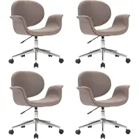 vidaXL Eetkamerstoelen 4 st draaibaar stof taupe