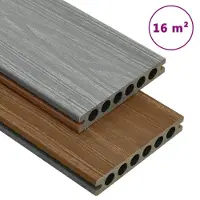 vidaXL Terrasplanken met accessoires 16 m² 2,2 m HKC bruin en grijs