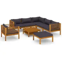 vidaXL 8-delige loungeset voor de tuin met kussens, gemaakt van massief acaciahout