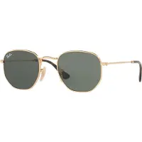 Ray-Ban Ray Ban RB3548N 001 Hexagonal Flat Lenses Goud – Metaal – Groen Klassiek G-15 – 51mm