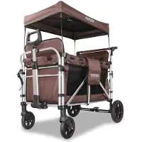 FUXTEC FUXLIFE door , inklapbare bollerwagen - Premium - FX-CTXL900, bruin, met 4 zitplaatsen, dubbele zitplaatsen en 5-punts veiligheidsgordels, ruime binnenruimte en kap, inklapbaar, bruin