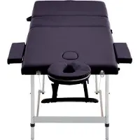 vidaXL Massagetafel inklapbaar 3 zones aluminum paars