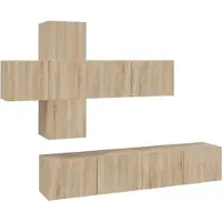 vidaXL 7-delige Tv-meubelset bewerkt hout sonoma eikenkleurig