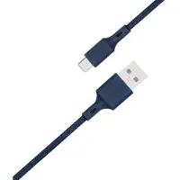 Just Green Micro-USB naar USB kabel - Recyclebaar - Gevlochten katoen - 2.1A - 2 meter - Blauw